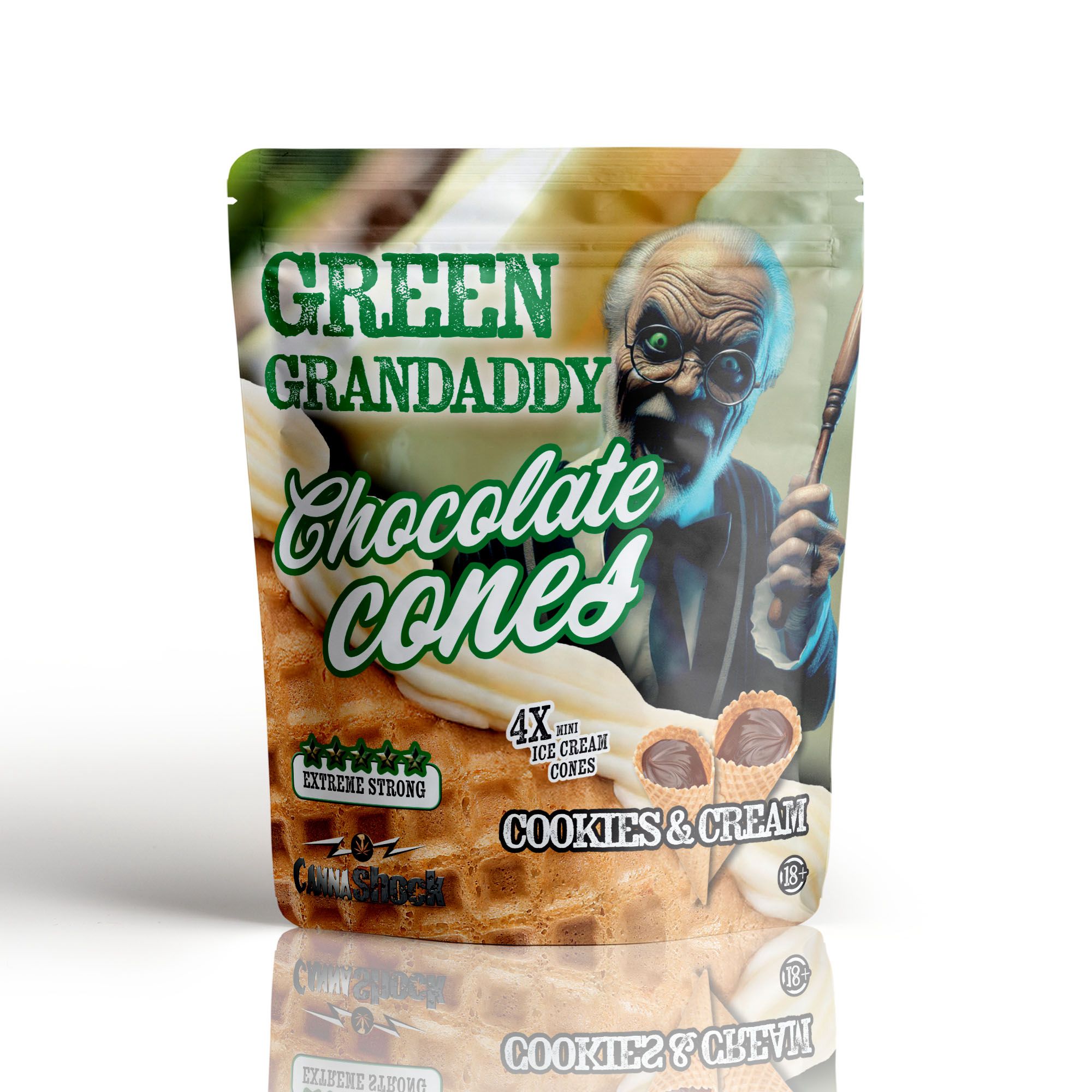 Green Grandaddy Chocolate Cones Cookies & Cream Met Een Cannabis Twist